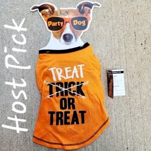 NWT Party Dog "Treat or Treat" Orange Tee Dog Halloween Shirt Pet Clothing NEW